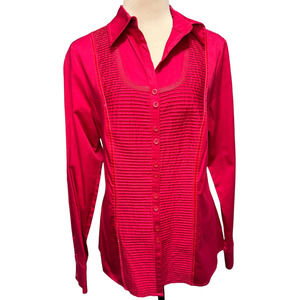 NWT Worthington Red Pin Tuck Button Up Size 10